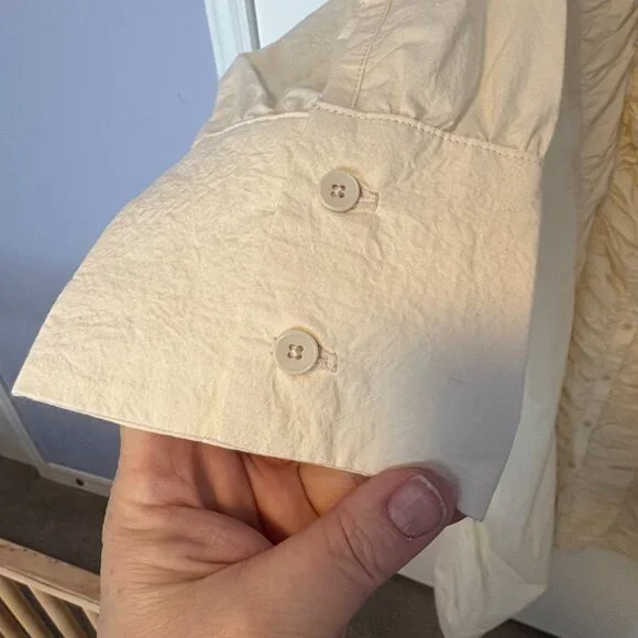 Black Crane NWT Women's Cotton Ruffled Dress in Ivory Sz L - Picture 7 of 11